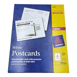 Avery Postcards for Laser Printers 4 1/4 x 5 1/2 Uncoated White 4/Sheet 200/Box